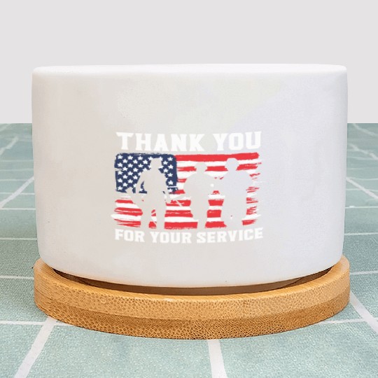 Patriotic Veteran USA Flag American Memorial Day Plant Pots