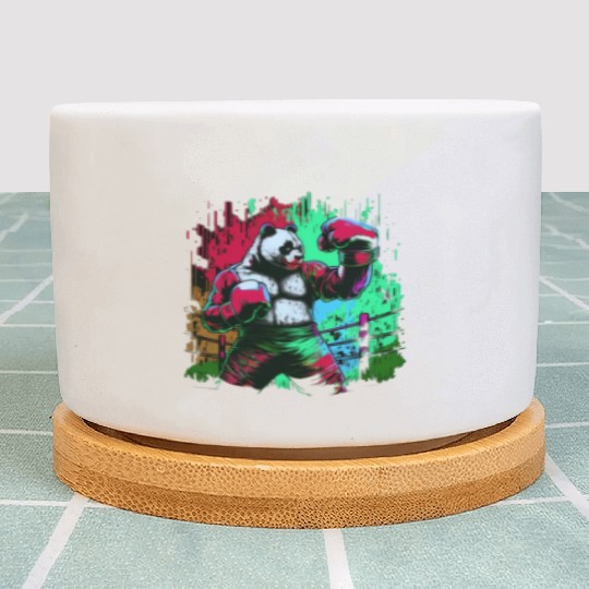 Angry Colorful Panda Boxer MMA Martial Arts Plant Pots