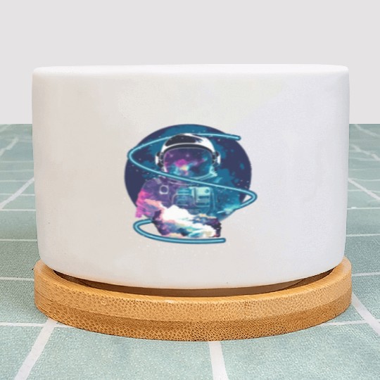 Galaxy Astronaut Full Moon Astronomy Space Science Plant Pots