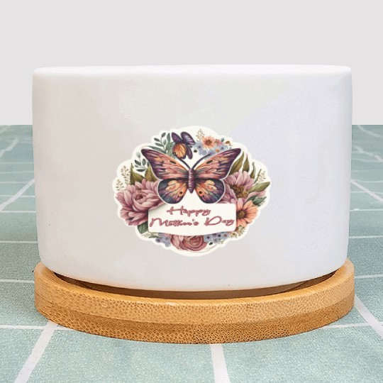 butterfly Happy Mother's Day Stickers Plant Pots