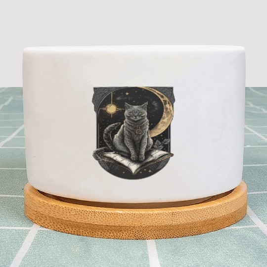 The Moon Tarot Card Celestial Cat Occult Ritual Plant Pots