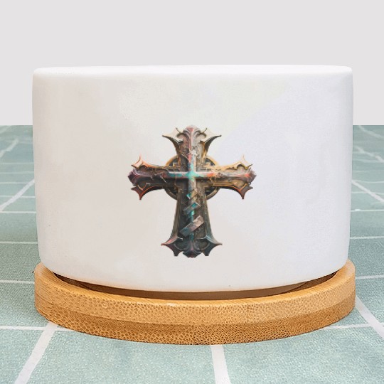 Jesus Cross Painting Plant Pots