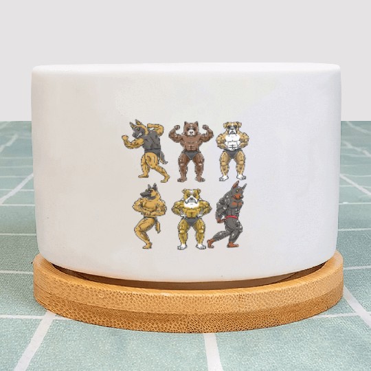 Dog Fitness Gym Motivation Bodybuilding Plant Pots