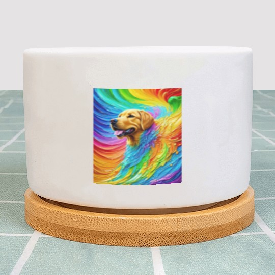 Labrador Retriever with rainbow splashes of colors Plant Pots
