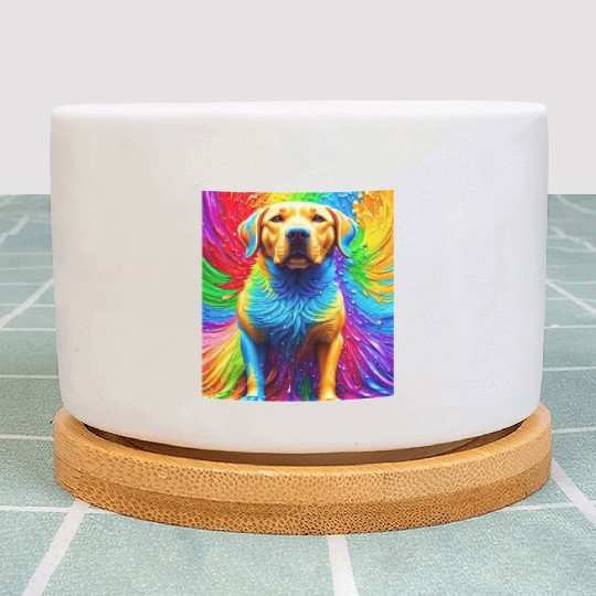 Labrador Retriever with rainbow splashes of colors Plant Pots