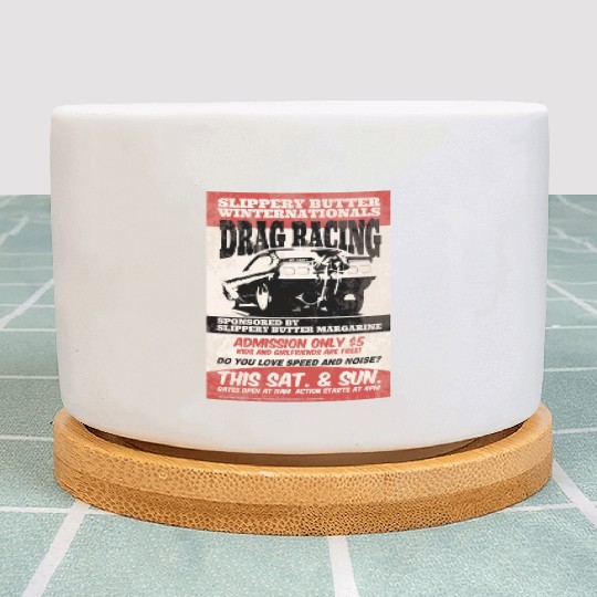 Vintage Hot Rod Classic Drag Racing Poster Plant Pots