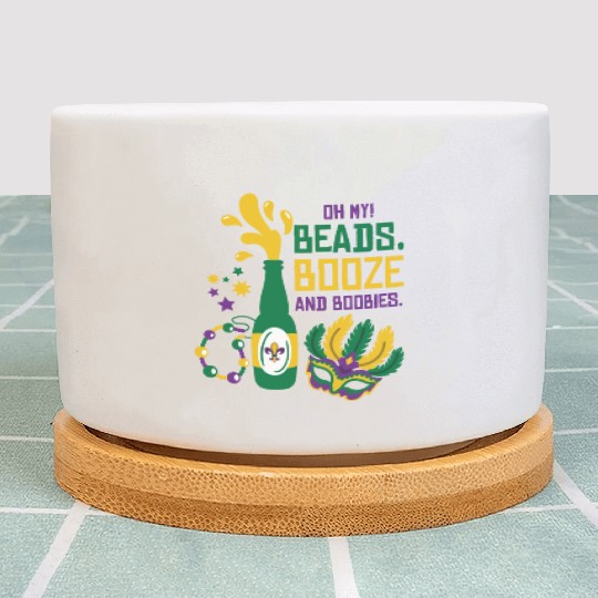 Mardi Gras Carnival Mask Beer Beads Boobies Plant Pots