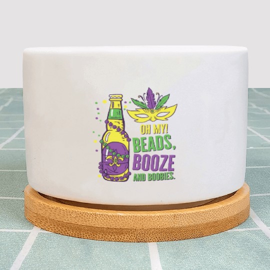 Mardi Gras Carnival Mask Beer Beads Boobies Plant Pots