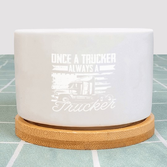 Truck Driver Us Flag Old Man Trucker Plant Pots