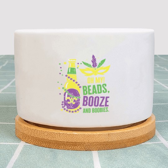 Mardi Gras Carnival Mask Beer Beads Boobies Plant Pots