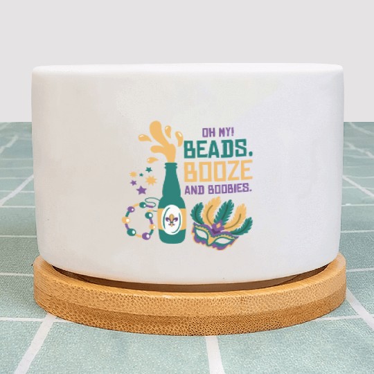 Mardi Gras Carnival Mask Beer Beads Boobies Plant Pots
