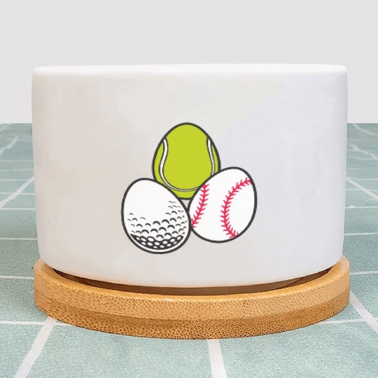 Sports Easter Egg Tennis Athletic Baseball Game Plant Pots