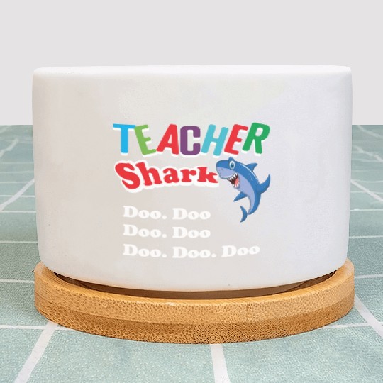 Teacher Plant Pots Preschool Teacher Shark Funny