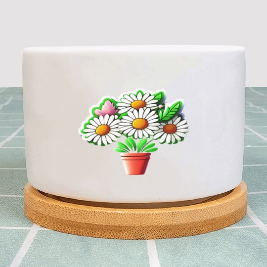 Daisy Flower Sticker Plant Pots