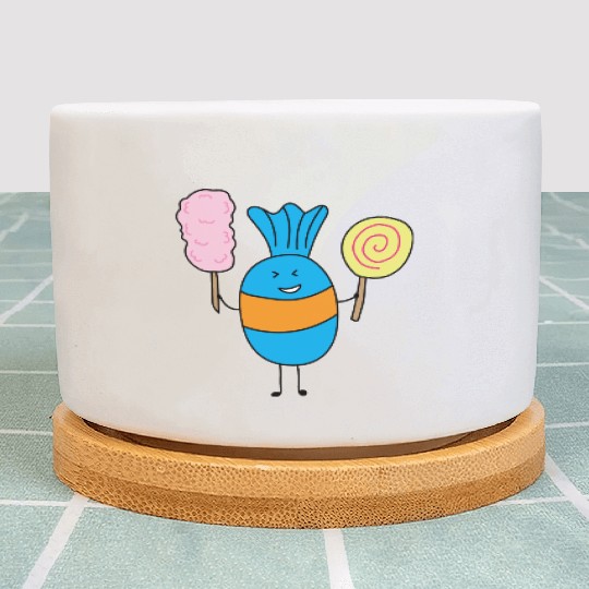 Cute Candy Holding Lollipop And Cutton Candy Plant Pots