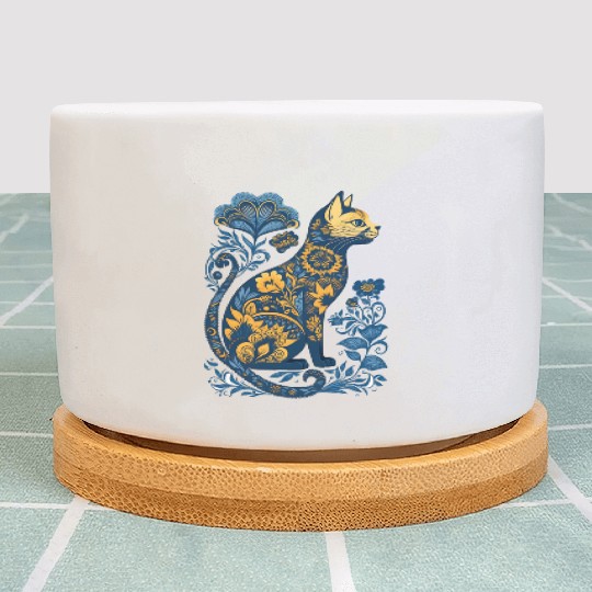 Ukraine Cat Floral Vintage Ukrainian Vyshyvanka Plant Pots
