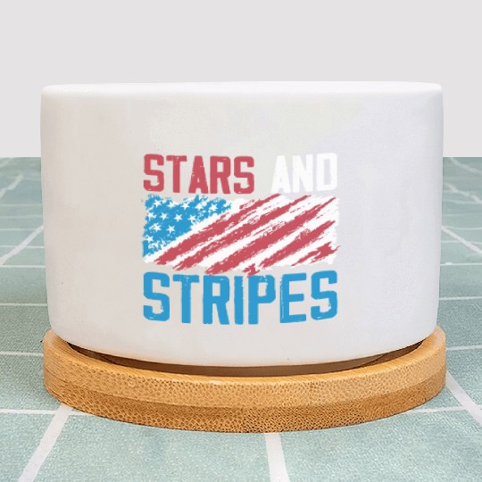 Stars And Stripes America USA Flag 4th Of July Plant Pots
