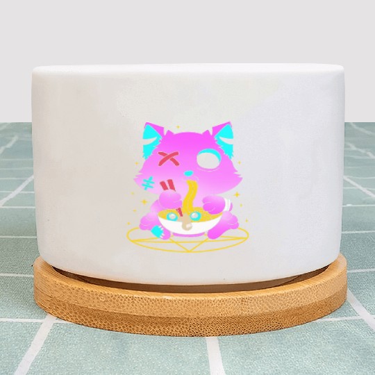 Pastel Goth Ramen Cat Kawaii Anime Japanese Plant Pots