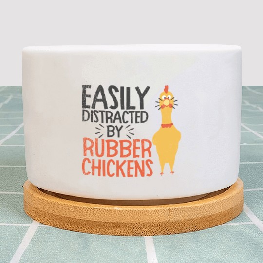 Rubber Chicken Enthusiast Loud Scream Yellow Plant Pots