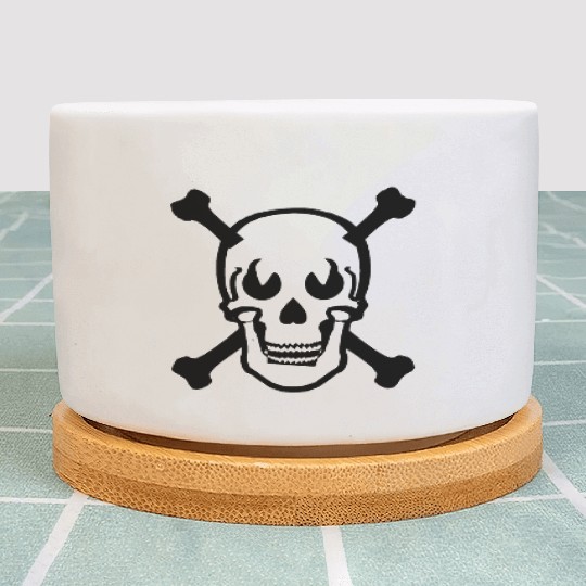 Skull and crossbones design Black Plant Pots