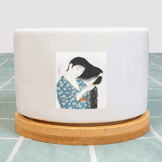 Japanese Woman Kimono Hair Ukiyoe art Plant Pots