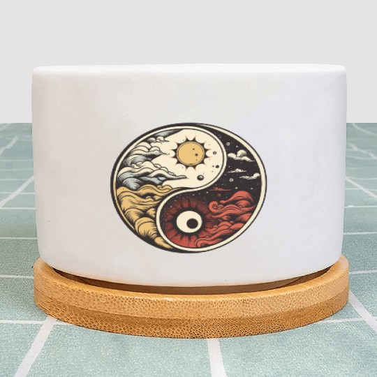 Sun and moon yin yang Plant Pots