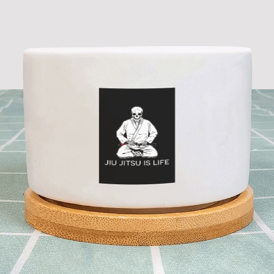 Jiu Jitsu is Life seated blackbelt skeleton poster Plant Pots
