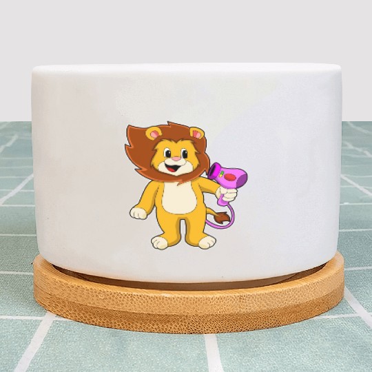 Lion With Hair Dryer Plant Pots