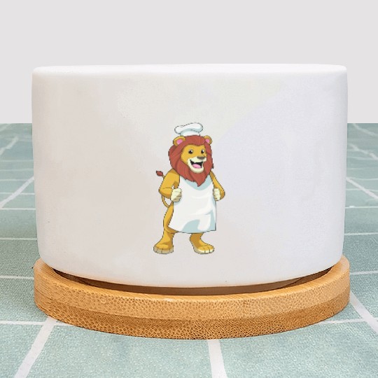 Lion As Cook With Chef Hat Cooking Apron Plant Pots