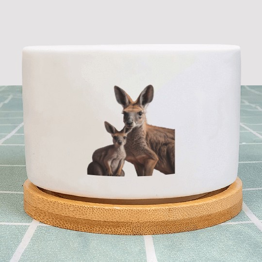 Adorable kangaroo mother with her baby wild animal Plant Pots