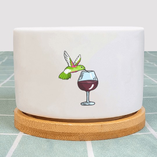 Hummingbird Drinking Wine Birdwatching Hummingbird Plant Pots