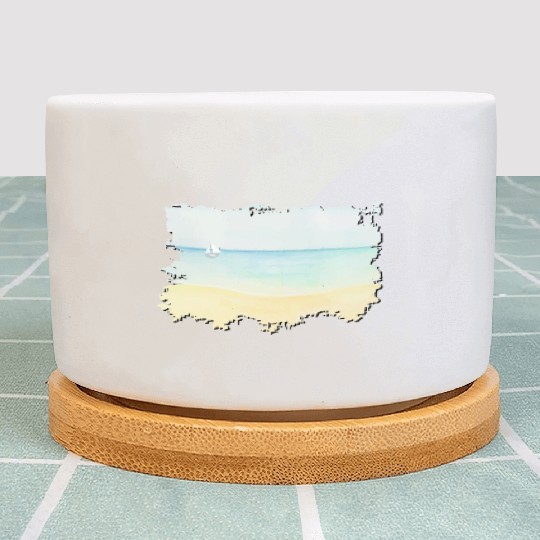 ocean waterpainting summer fresh blue ocean waves Plant Pots