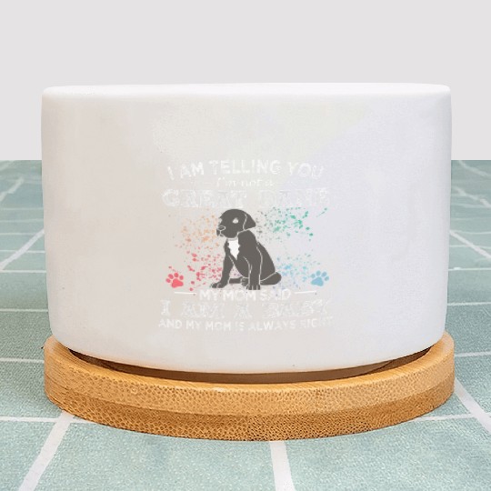 Black Great Dane Mom Puppy Baby Dog Mothers Day Plant Pots