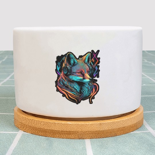 Neon Fuchs 80er Festival Nerd Hipster Fox Musik Plant Pots