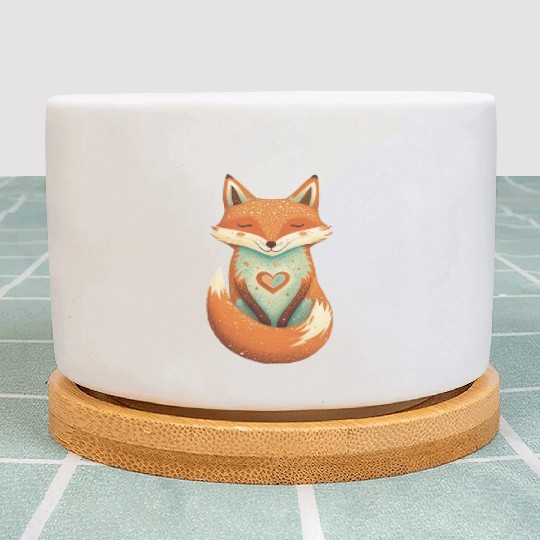 fox forest animals love heart nature animal kid Plant Pots