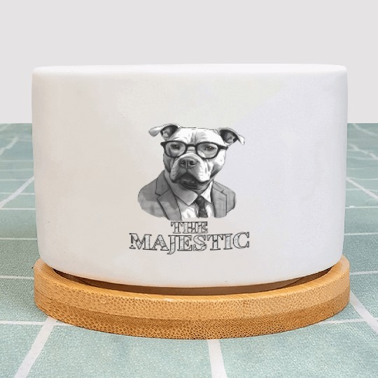 Majestic Pitbull wearing suit and eyeglasses Plant Pots