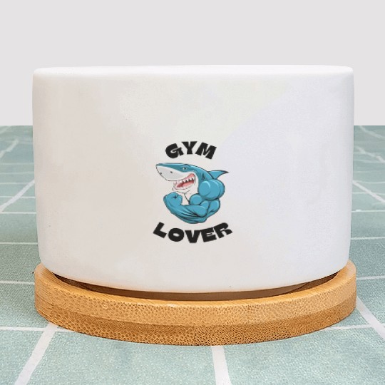 Blue Illustrated Shark Gym Lover Plant Pots