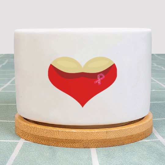Cancer awareness Boobies love heart Plant Pots