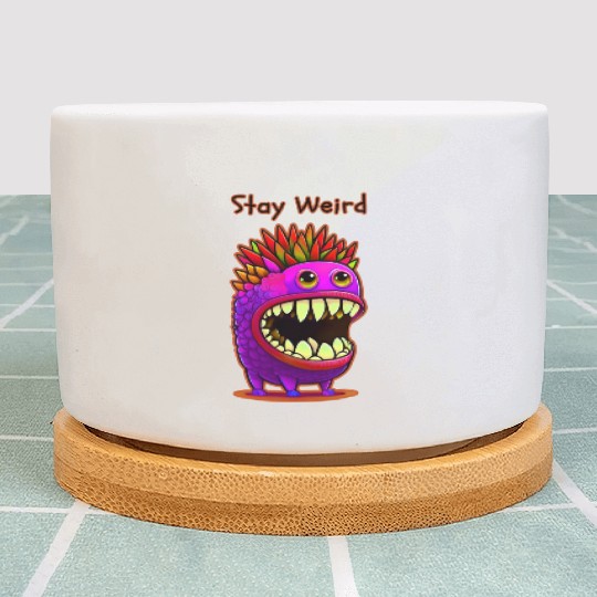 Stay Weird Monster Doodle Violet Plant Pots