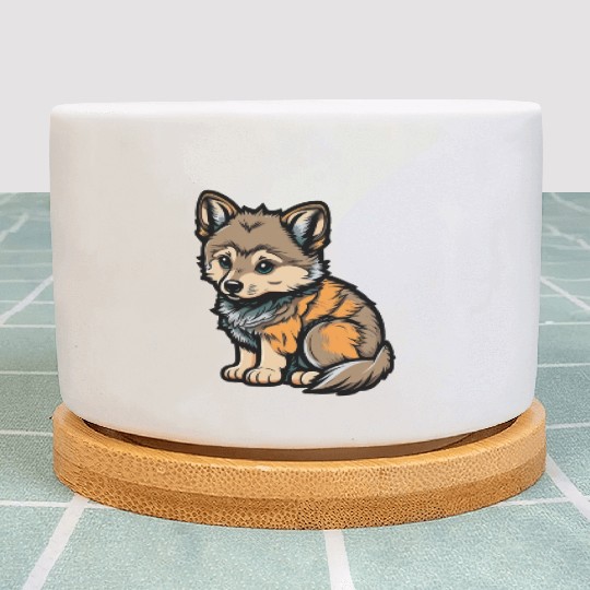 Cute wolf forest dog wild animal pack kid baby Plant Pots