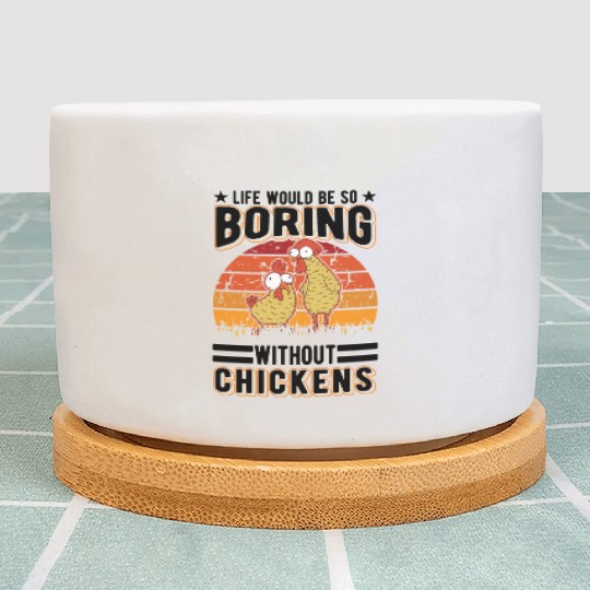 Chickens Chicken Farm Farmer Plant Pots