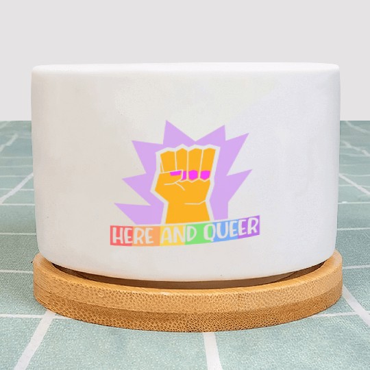 Here And Queer LGBTQ Community Rainbow Pride Month Plant Pots
