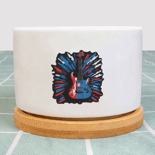 Electric guitar in Union Jack flag colors Plant Pots