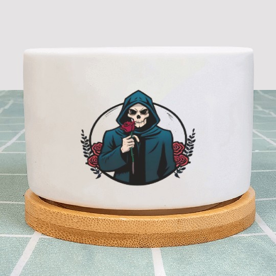 The Elegance of Death A Single Rose Grim Reaper Plant Pots