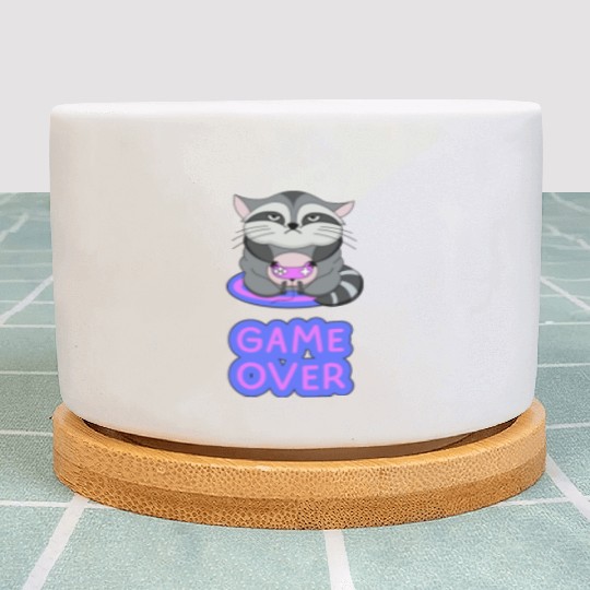 Game Over fat wicked raccoon playing on a console Plant Pots