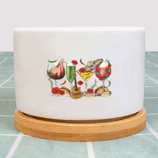 Mexico Wine Tequila Cinco De Mayo Mexican Fiesta Plant Pots