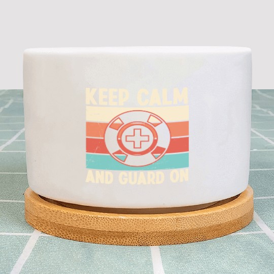 Lifeguard keep calm guard on swimming pool guard Plant Pots