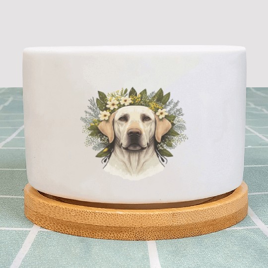 Cute Labrador Retriever Flower Crown Pet Dog Breed Plant Pots