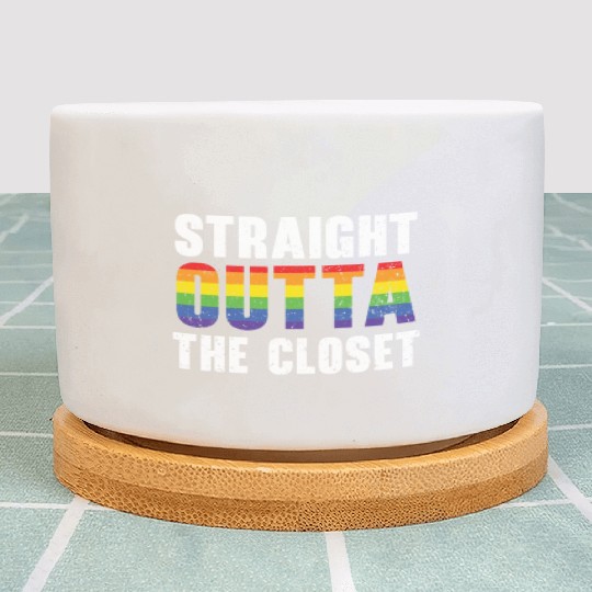 Straight Outta The Closet Rainbow Pride LGBTQ Gay Plant Pots
