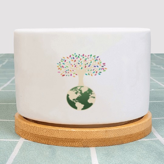 Earth Day Tree With Colorful Leaves Nature Plant Pots